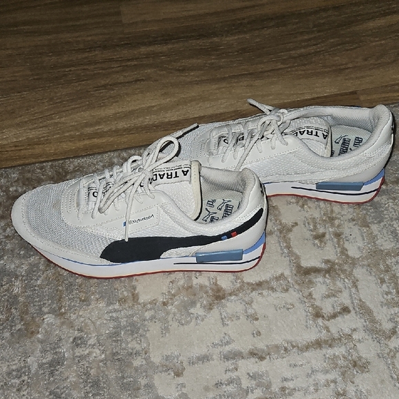 Limited BMW Motorsport Puma White Sneakers with Black and Blue Accents US size 8 - Picture 1 of 8